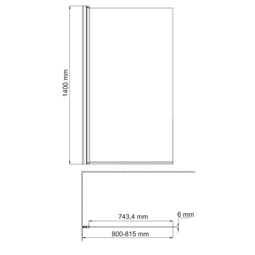 Стеклянная шторка WasserKRAFT Berkel 48P01 прозрачное/белый, Цвет стекла: прозрачное, Цвет профиля: Белый, Выбрать размер: 80, Внешний вид: без фиксатора, Ориентация: универсальная, изображение 2