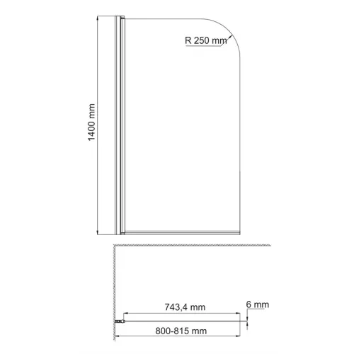 Стеклянная  шторка WasserKRAFT Leine хром, Цвет стекла: прозрачное, Цвет профиля: Хром, Выбрать размер: 80, Внешний вид: без фиксатора, изображение 3