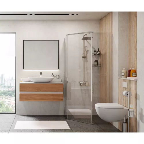 Душевой уголок трапеция WasserKRAFT Leine, Цвет стекла: прозрачное, Цвет профиля: Хром, Выбрать размер: 100х100, изображение 7