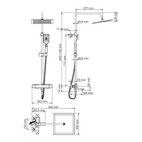 Душевая стойка  WasserKRAFT A19901Thermo с термостатом, изображение 3