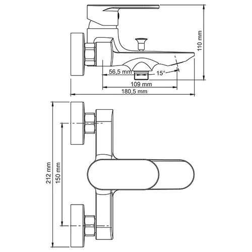 Смеситель для ванны WasserKRAFT Elbe 7400 7401, изображение 2