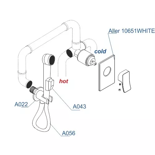 Встраиваемый комплект  WasserKRAFT A010656WHITE  для биде со шлангом, изображение 3