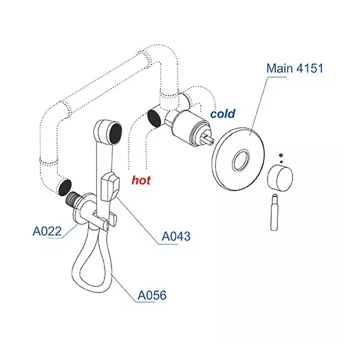 Встраиваемый комплект  WasserKRAFT A04156  для биде со шлангом, Выбор длины (мм):  1000 , изображение 3