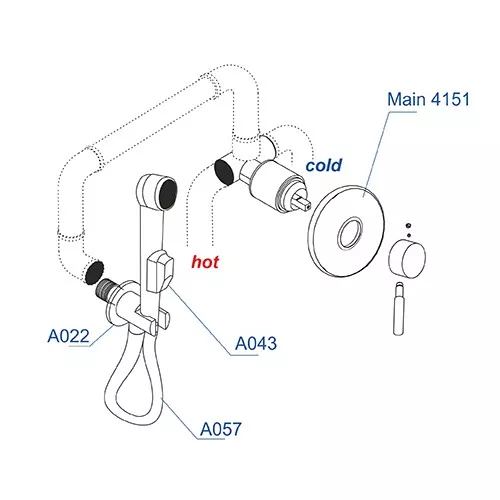Встраиваемый комплект  WasserKRAFT A04156 /A04157  для биде со шлангом, Выбор длины (мм): 1200, изображение 3