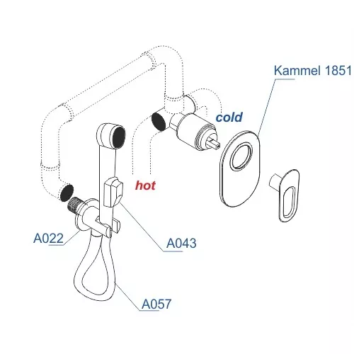 Встраиваемый комплект  WasserKRAFTдля биде со шлангом 120 см, изображение 3