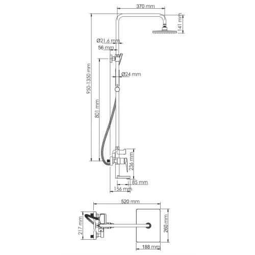 Душевой комплект со смесителем WasserKRAFT Aisch A15501, изображение 2
