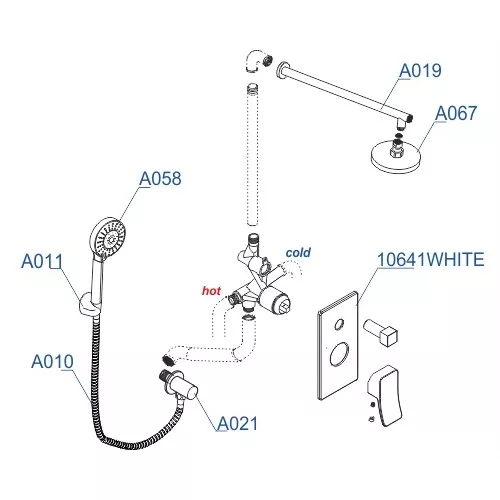 Встраиваемый комплект  WasserKRAFT A16067WHITE  для душа, изображение 3