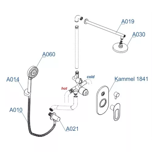 Встраиваемый комплект  WasserKRAFT A16830  для душа, изображение 3
