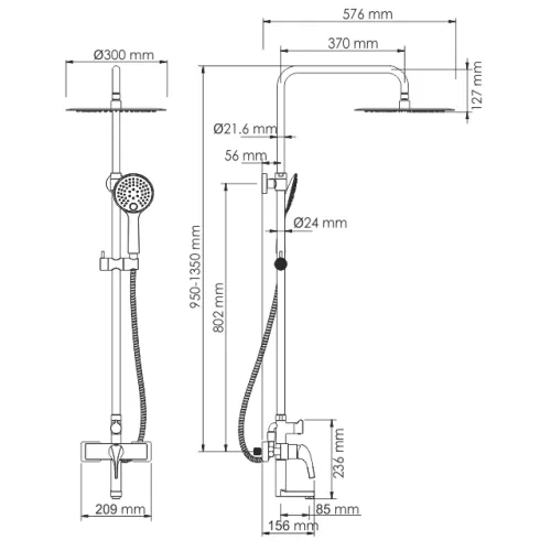 Комплект для ванны и душа WasserKRAFT Sauer A17101, изображение 2