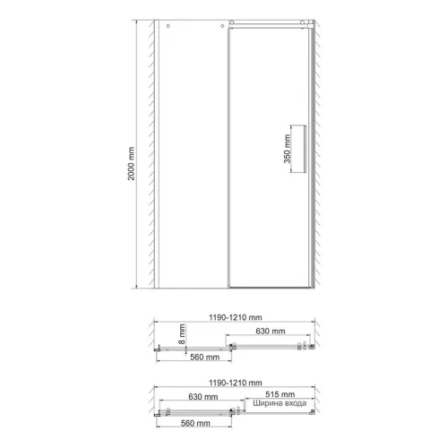 Душевая дверь WasserKRAFT Dinkel, Выбрать размер: 120, изображение 8
