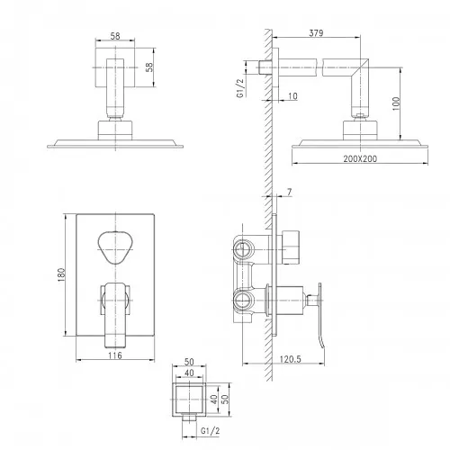 Смеситель Lemark Contest LM5829CW для душа, встраиваемый, изображение 2