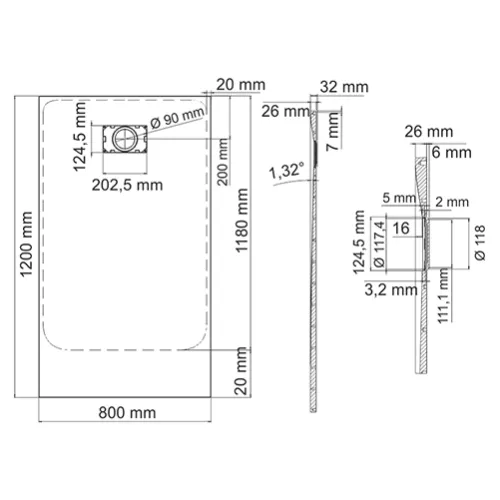 Душевой поддон прямоугольный WasserKRAFT Main 41Т, Выбрать размер: 120x80, изображение 2