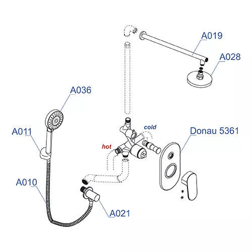 Встраиваемый комплект  WasserKRAFT A14028 для душа, изображение 3