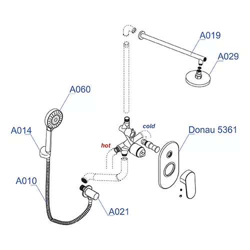 Встраиваемый комплект  WasserKRAFT A14029  для душа, изображение 3
