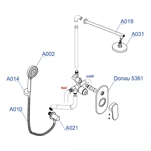 Встраиваемый комплект  WasserKRAFT A14031  для душа, изображение 3