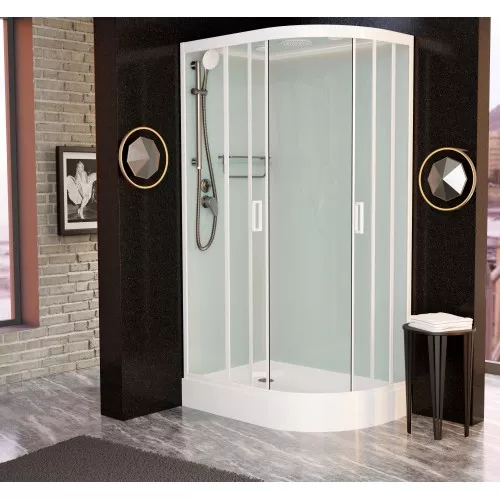 Душевая кабина Frank F418L White L/R низкий поддон, Цвет стекла: прозрачное, Цвет профиля: Белый, Тип поддона: Низкий, Выбрать размер: 100х80, Внешний вид: с крышей, Ориентация: левая, изображение 2