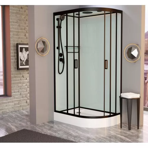 Душевая кабина Frank F418L Black L/R низкий поддон, Цвет стекла: прозрачное, Цвет профиля: Черный, Тип поддона: Низкий, Выбрать размер: 100х80, Внешний вид: с крышей, Ориентация: левая, изображение 2