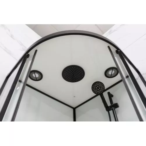 Душевая кабина Frank F408 Black   низкий поддон, Цвет стекла: прозрачное, Цвет профиля: Черный, Тип поддона: Низкий, Выбрать размер: 80х80, Внешний вид: с крышей, изображение 5