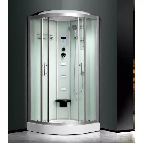 Душевая кабина Frank  F606 с баней , 100х100х218, Цвет стекла: прозрачное, Цвет профиля: Хром, Тип поддона: Низкий, Выбрать размер: 100x100, Комплектация: баня, изображение 2