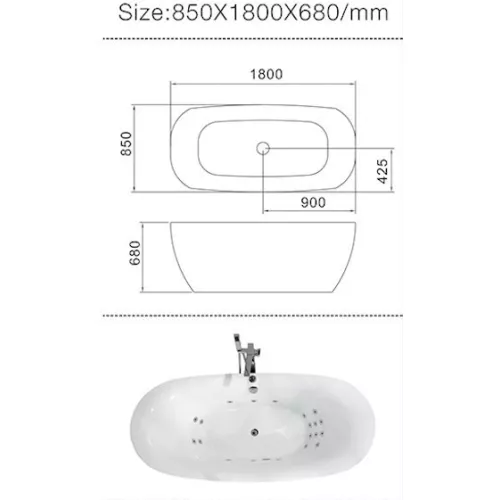 Гидромассажная ванна Frank F162 отдельностоящая 180*85, изображение 4