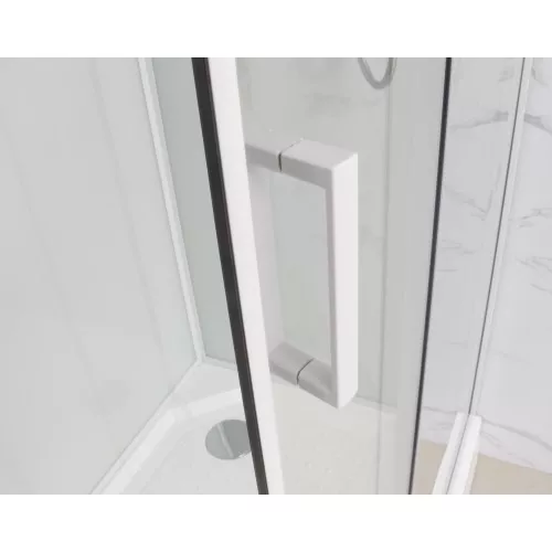 Душевая кабина Frank F410 White  низкий поддон, Цвет стекла: прозрачное, Цвет профиля: Белый, Тип поддона: Низкий, Выбрать размер: 110х110, Внешний вид: с крышей, изображение 6