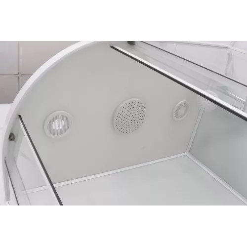 Душевая кабина Frank F420 White низкий поддон, Цвет стекла: прозрачное, Цвет профиля: Белый, Тип поддона: Низкий, Выбрать размер: 120x120, Внешний вид: с крышей, изображение 5