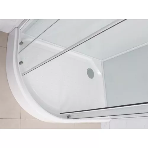 Душевая кабина Frank F418L White L/R низкий поддон, Цвет стекла: прозрачное, Цвет профиля: Белый, Тип поддона: Низкий, Выбрать размер: 100х80, Внешний вид: с крышей, Ориентация: левая, изображение 4