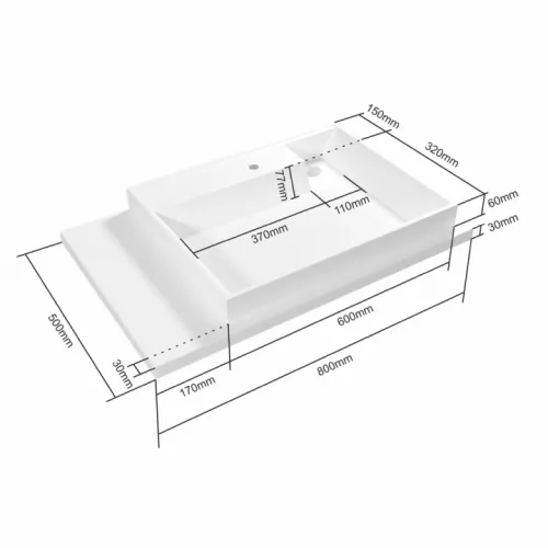 Умывальник над стиральной машиной СанТа  Юпитер без кронштейнов, Выбрать размер: 80x50, Ориентация: левая, изображение 4
