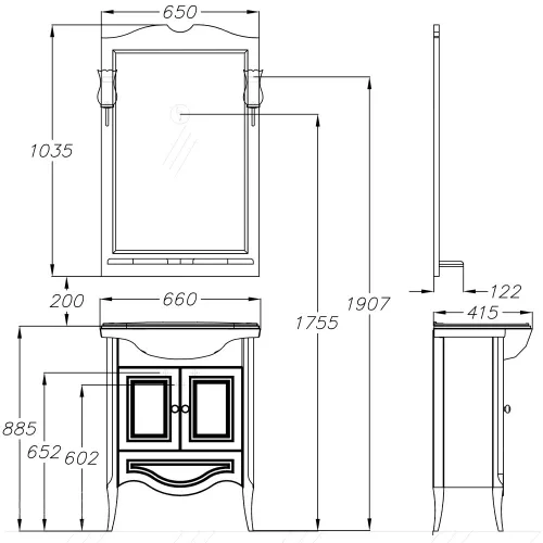 Тумба с раковиной для ванной комнаты OPADIRIS Брунелла- 65 Белый матовый, Выбрать размер: 65, Выбрать цвет: Белый, изображение 10