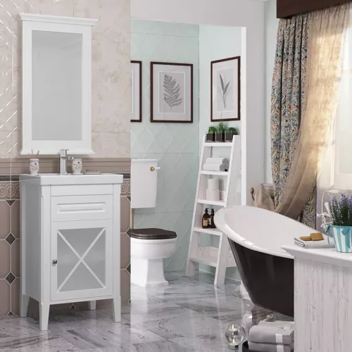 Мебель для ванной: Тумба с раковиной OPADIRIS Палермо-50 белая (правое откр) 1 в магазине Акватория