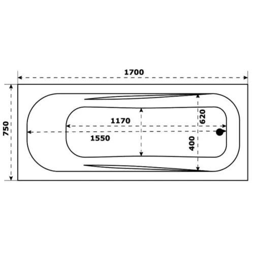 Ванна акриловая  BAS  ТОЛЕДО  170*75, изображение 3