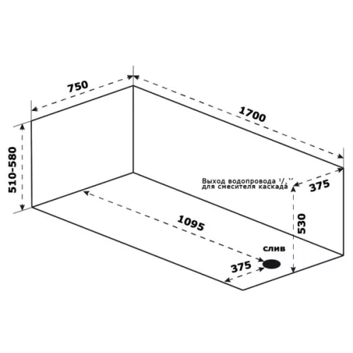 Ванна акриловая  BAS  ТОЛЕДО  170*75, изображение 4