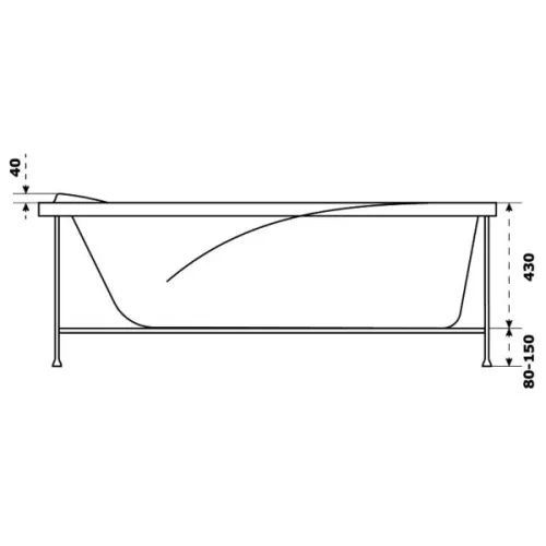 Ванна акриловая  BAS  КВАРТА 180*80, изображение 4