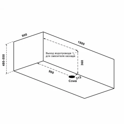 Ванна акриловая  BAS  НЬЮЛАВ 180*90, изображение 3