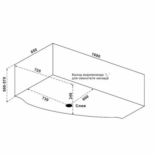 Ванна акриловая  BAS  МАРТИНИКА  160*84 L/R, Ориентация: правая, изображение 5