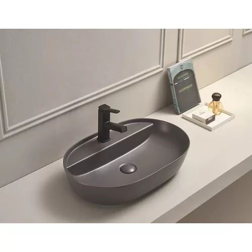 Раковина для ванной накладная овальная CeramaLux 78325XMDH, Выбрать размер: 60