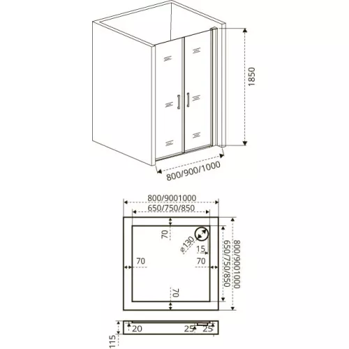 Душевая дверь распашная Good Door FANTASY SD, Выбрать размер: 80, Цвет стекла: прозрачное, изображение 4