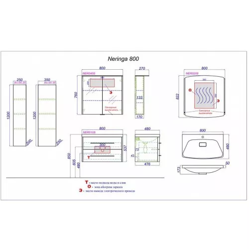 Сенсорное зеркало AQWELLA Неринга 80, изображение 4