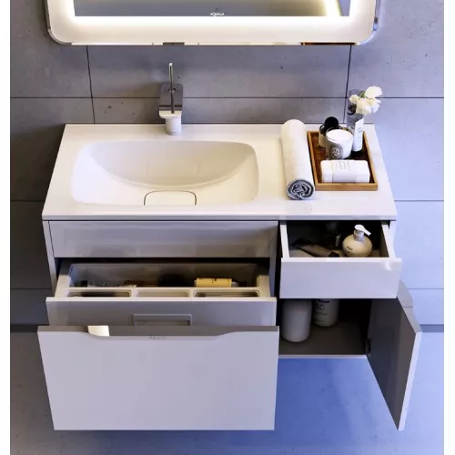 Тумба подвесная AQWELLA Малага, Выбрать размер: 90, Ориентация: левая, Выбрать цвет: Белый, изображение 3