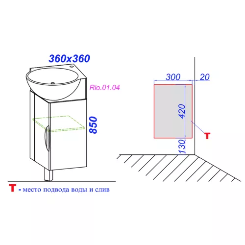 Тумба напольная угловая AQWELLA Рио 45, изображение 5