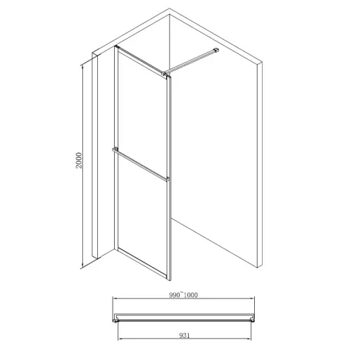 Душевая перегородка ABBER Immer Offen (толщина 6 мм), Цвет стекла: прозрачное, Цвет профиля: Черный, Выбрать размер: 120, изображение 7