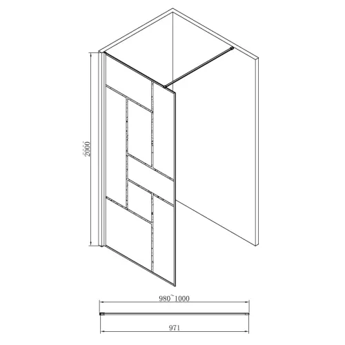 Душевая перегородка ABBER Immer Offen (толщина 6мм), Цвет стекла: прозрачное, Цвет профиля: Черный, Выбрать размер: 100, изображение 4
