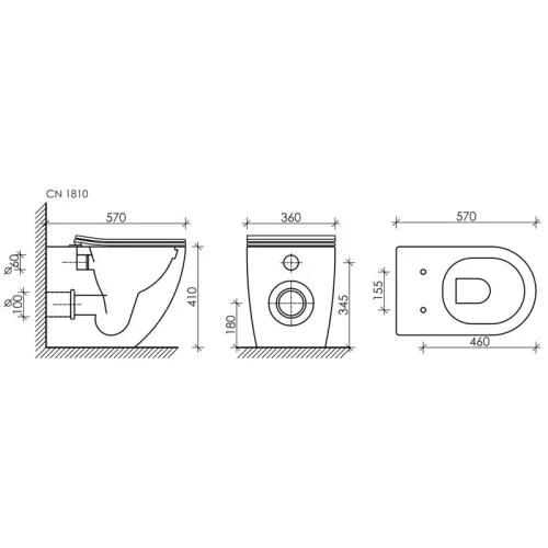 Напольный приставной унитаз Ceramica Nova Mia Rimless CN1810, изображение 7