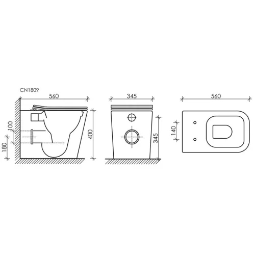 Напольный приставной унитаз Ceramica Nova Cubic CN1809, изображение 7