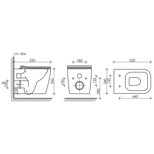 Подвесной унитаз  Ceramica Nova Cubic CN1806, изображение 7