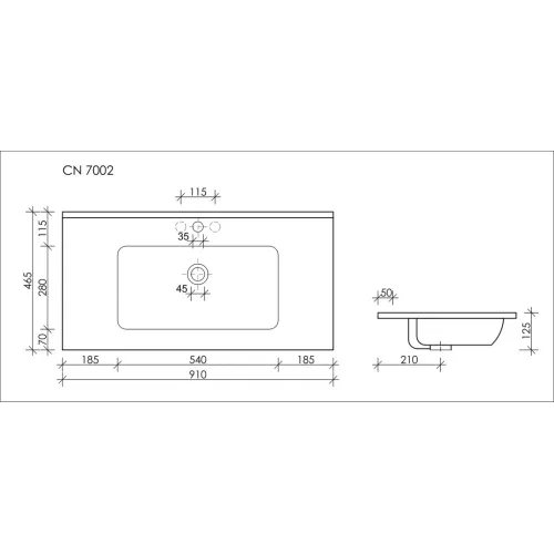 Умывальник накладной прямоугольный Ceramica Nova Element, Ширина , в см: 91, Выбрать цвет: Белый, изображение 2