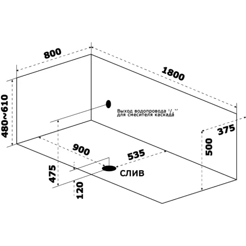 Ванна акриловая BAS  МАЛЕ 180*80, изображение 3