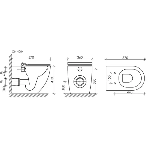 Напольный приставной унитаз Ceramica Nova Metropol Rimless CN4004, изображение 12