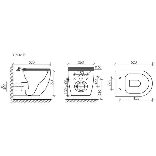 Подвесной унитаз Ceramica Nova Mia Rimless CN1805, изображение 8