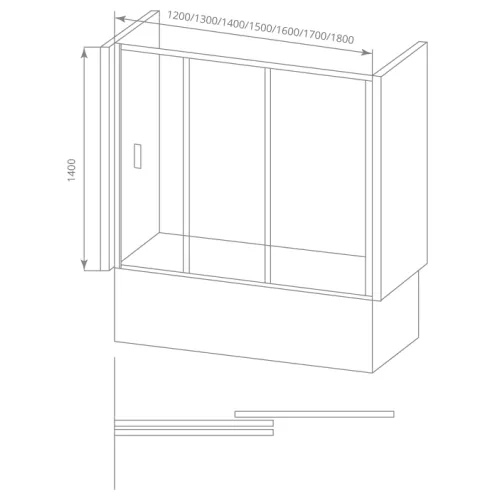Шторка для ванны Good Door SCREEN WTW высота 140 матовое, Цвет стекла: матовое, Цвет профиля: Хром, Выбрать размер: 120, изображение 4